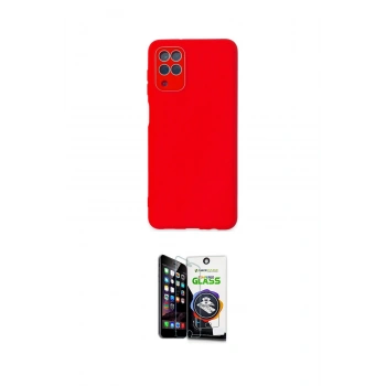MARSİLYAN™- Galaxy A22 Kılıf Çekirdek Modern Serisi - Şeffaf Temperli Cam Ekran Koruyucu