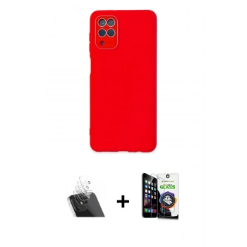 MARSİLYAN™- Galaxy A22 Kılıf Çekirdek Modern Serisi - Şeffaf Temperli Cam Ekran Koruyucu + Kamera Lens Koruma Cam - SF
