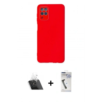 MARSİLYAN™- Galaxy A22 Kılıf Çekirdek Modern Serisi - Şeffaf Uv Polymer Nano Ekran Koruyucu + Kamera Lens Koruma Cam - SF