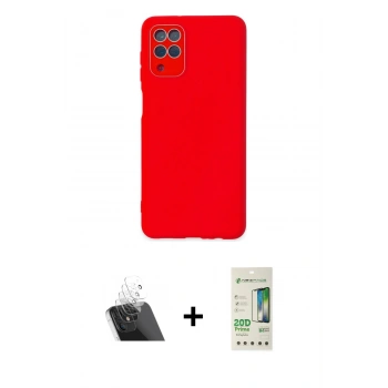 MARSİLYAN™- Galaxy A22 Kılıf Çekirdek Modern Serisi - Siyah 20D Premium Cam Ekran Koruyucu + Kamera Lens Koruma Cam - SF