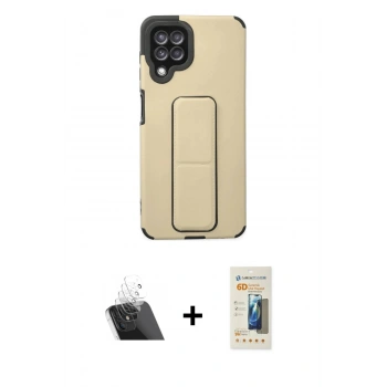 MARSİLYAN™- Galaxy A22 Kılıf Çekirdek Yansıma - Siyah 6D Mat Seramik Hayalet Nano Ekran Koruyucu + Kamera Lens Koruma Cam - SF