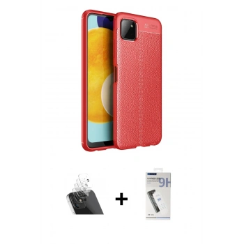MARSİLYAN™- Galaxy A22 Kılıf Doruk Klasik Özel Seri - Şeffaf Uv Polymer Nano Ekran Koruyucu + Kamera Lens Koruma Cam - SF