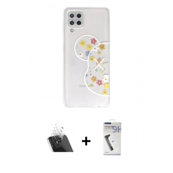 MARSİLYAN™- Galaxy A22 Kılıf Eksen Asil Prime - Şeffaf Uv Polymer Nano Ekran Koruyucu + Kamera Lens Koruma Cam - SF