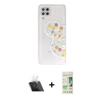 MARSİLYAN™- Galaxy A22 Kılıf Eksen Asil Prime - Siyah 20D Premium Cam Ekran Koruyucu + Kamera Lens Koruma Cam - SF