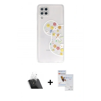 MARSİLYAN™- Galaxy A22 Kılıf Eksen Asil Prime - Siyah Seramik Nano Ekran Koruyucu + Kamera Lens Koruma Cam - SF