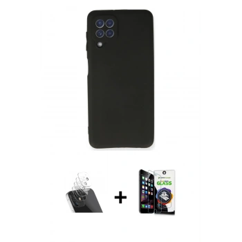 MARSİLYAN™- Galaxy A22 Kılıf Kozmos Yansıma Özel Seri - Şeffaf Temperli Cam Ekran Koruyucu + Kamera Lens Koruma Cam - SF