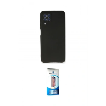 MARSİLYAN™- Galaxy A22 Kılıf Kozmos Yansıma Özel Seri - Siyah 5D Eko Cam Ekran Koruyucu