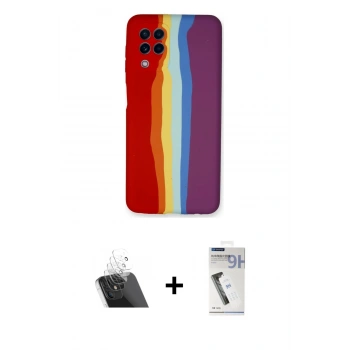 MARSİLYAN™- Galaxy A22 Kılıf Yadigar Çizgi - Şeffaf Uv Polymer Nano Ekran Koruyucu + Kamera Lens Koruma Cam - SF