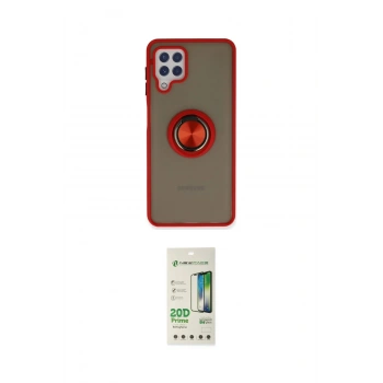 MARSİLYAN™- Galaxy A22 Kılıf Yörünge Çizgi - Siyah 20D Premium Cam Ekran Koruyucu