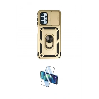 MARSİLYAN™- Galaxy A23 4G Kılıf Ahenk Klasik - Siyah 3D Antistatik Cam Ekran Koruyucu