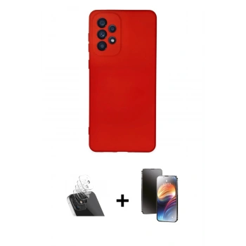 MARSİLYAN™- Galaxy A23 4G Kılıf Ahenk Serisi - Siyah 3D Antistatik Mat Seramik Nano Ekran Koruyucu + Kamera Lens Koruma Cam - SF