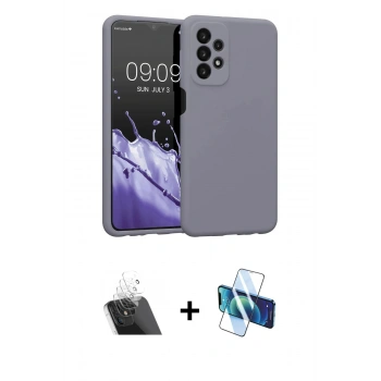 MARSİLYAN™- Galaxy A23 4G Kılıf Kozmos Yansıma Özel Seri - Siyah 3D Antistatik Cam Ekran Koruyucu + Kamera Lens Koruma Cam - SF