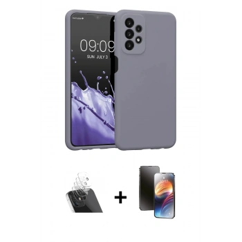 MARSİLYAN™- Galaxy A23 4G Kılıf Kozmos Yansıma Özel Seri - Siyah 3D Antistatik Mat Seramik Nano Ekran Koruyucu + Kamera Lens Koruma Cam - SF