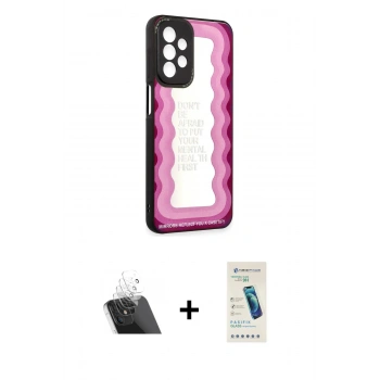 MARSİLYAN™- Galaxy A23 4G Kılıf Odak Klasik Serisi - Şeffaf Pasifik Cam Ekran Koruyucu + Kamera Lens Koruma Cam - SF