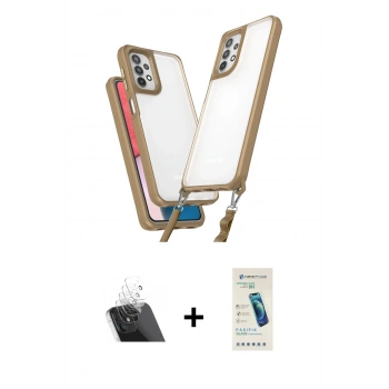 MARSİLYAN™- Galaxy A23 4G Kılıf Ufuk Klasik - Şeffaf Pasifik Cam Ekran Koruyucu + Kamera Lens Koruma Cam - SF