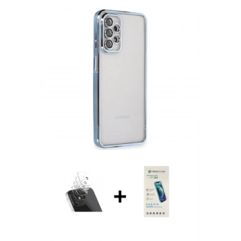 MARSİLYAN™- Galaxy A23 4G Kılıf Vadi Minimal - Şeffaf Pasifik Cam Ekran Koruyucu + Kamera Lens Koruma Cam - SF