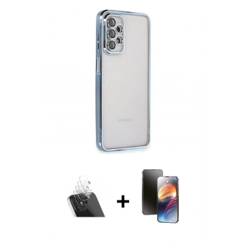 MARSİLYAN™- Galaxy A23 4G Kılıf Vadi Minimal - Siyah 3D Antistatik Mat Seramik Nano Ekran Koruyucu + Kamera Lens Koruma Cam - SF
