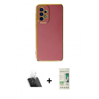MARSİLYAN™- Galaxy A23 4G Kılıf Yankı Serisi - Siyah 20D Premium Cam Ekran Koruyucu + Kamera Lens Koruma Cam - SF