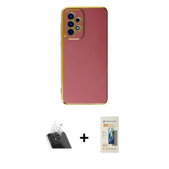 MARSİLYAN™- Galaxy A23 4G Kılıf Yankı Serisi - Siyah 6D Mat Seramik Hayalet Nano Ekran Koruyucu + Kamera Lens Koruma Cam - SF