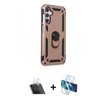 MARSİLYAN™- Galaxy A24 4G Kılıf Ahenk Klasik Koleksiyonu - Siyah 3D Antistatik Cam Ekran Koruyucu + Kamera Lens Koruma Cam - SF