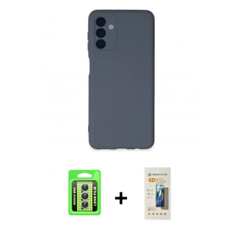 MARSİLYAN™- Galaxy A24 4G Kılıf Ahenk Serisi - Siyah 6D Mat Seramik Hayalet Nano Ekran Koruyucu + Raze Metal Kamera Lens - GS