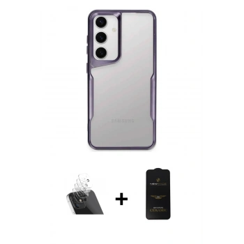 MARSİLYAN™- Galaxy A24 4G Kılıf Akış Çizgi Koleksiyonu - Siyah 6D Antistatik Mat Seramik Hayalet Nano Ekran Koruyucu + Kamera Lens Koruma Cam - SF