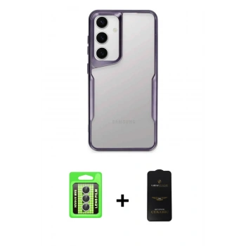 MARSİLYAN™- Galaxy A24 4G Kılıf Akış Çizgi Koleksiyonu - Siyah 6D Antistatik Mat Seramik Hayalet Nano Ekran Koruyucu + Raze Metal Kamera Lens - GS