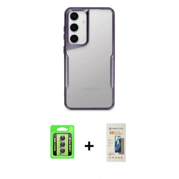 MARSİLYAN™- Galaxy A24 4G Kılıf Akış Çizgi Koleksiyonu - Siyah 6D Mat Seramik Hayalet Nano Ekran Koruyucu + Raze Metal Kamera Lens - GS
