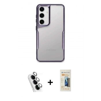 MARSİLYAN™- Galaxy A24 4G Kılıf Akış Çizgi Koleksiyonu - Siyah 6D Mat Seramik Hayalet Nano Ekran Koruyucu + Valdez Metal Kamera Lens - GS