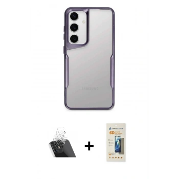 MARSİLYAN™- Galaxy A24 4G Kılıf Akış Çizgi Koleksiyonu - Siyah 6D Mat Seramik Hayalet Nano Ekran Koruyucu + Kamera Lens Koruma Cam - SF