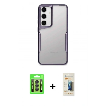 MARSİLYAN™- Galaxy A24 4G Kılıf Akış Çizgi Koleksiyonu - Siyah 6D Mat Seramik Hayalet Nano Ekran Koruyucu + Raze Metal Kamera Lens - SH
