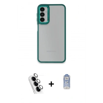 MARSİLYAN™- Galaxy A24 4G Kılıf Eksen Doku Prime - Siyah Joko Magic 5D Cam + Valdez Metal Kamera Lens - GS