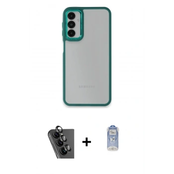 MARSİLYAN™- Galaxy A24 4G Kılıf Eksen Doku Prime - Siyah Joko Magic 5D Cam + Valdez Metal Kamera Lens - SH
