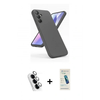MARSİLYAN™- Galaxy A24 4G Kılıf Kozmos Yansıma Özel Seri - Şeffaf Pasifik Cam Ekran Koruyucu + Valdez Metal Kamera Lens - GS