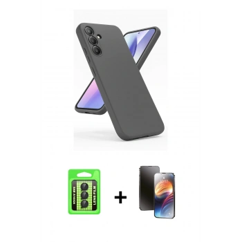 MARSİLYAN™- Galaxy A24 4G Kılıf Kozmos Yansıma Özel Seri - Siyah 3D Antistatik Mat Seramik Nano Ekran Koruyucu + Raze Metal Kamera Lens - SH