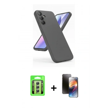 MARSİLYAN™- Galaxy A24 4G Kılıf Kozmos Yansıma Özel Seri - Siyah 3D Antistatik Mat Seramik Nano Ekran Koruyucu + Raze Metal Kamera Lens - GS