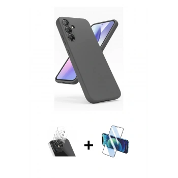 MARSİLYAN™- Galaxy A24 4G Kılıf Kozmos Yansıma Özel Seri - Siyah 3D Antistatik Seramik Nano Ekran Koruyucu + Kamera Lens Koruma Cam - SF
