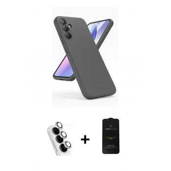 MARSİLYAN™- Galaxy A24 4G Kılıf Kozmos Yansıma Özel Seri - Siyah 6D Antistatik Mat Seramik Hayalet Nano Ekran Koruyucu + Valdez Metal Kamera Lens - GS