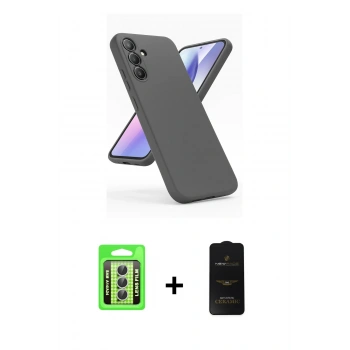 MARSİLYAN™- Galaxy A24 4G Kılıf Kozmos Yansıma Özel Seri - Siyah 6D Antistatik Mat Seramik Hayalet Nano Ekran Koruyucu + Raze Metal Kamera Lens - GS