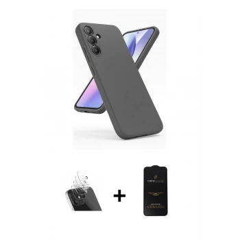 MARSİLYAN™- Galaxy A24 4G Kılıf Kozmos Yansıma Özel Seri - Siyah 6D Antistatik Mat Seramik Hayalet Nano Ekran Koruyucu + Kamera Lens Koruma Cam - SF
