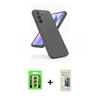 MARSİLYAN™- Galaxy A24 4G Kılıf Kozmos Yansıma Özel Seri - Siyah 6D Mat Seramik Hayalet Nano Ekran Koruyucu + Raze Metal Kamera Lens - GS