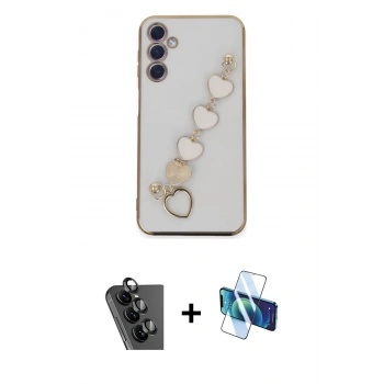 MARSİLYAN™- Galaxy A24 4G Kılıf Nova Işık Prime - Siyah 3D Antistatik Cam Ekran Koruyucu + Valdez Metal Kamera Lens - SH