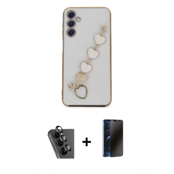 MARSİLYAN™- Galaxy A24 4G Kılıf Nova Işık Prime - Siyah 3D Antistatik Hayalet Cam Ekran Koruyucu + Valdez Metal Kamera Lens - SH