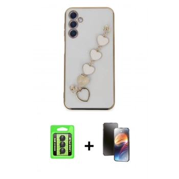 MARSİLYAN™- Galaxy A24 4G Kılıf Nova Işık Prime - Siyah 3D Antistatik Mat Seramik Nano Ekran Koruyucu + Raze Metal Kamera Lens - SH