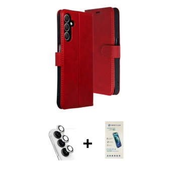MARSİLYAN™- Galaxy A24 4G Kılıf Siluet Işık Serisi - Şeffaf Pasifik Cam Ekran Koruyucu + Valdez Metal Kamera Lens - GS