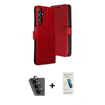 MARSİLYAN™- Galaxy A24 4G Kılıf Siluet Işık Serisi - Şeffaf Pasifik Cam Ekran Koruyucu + Valdez Metal Kamera Lens - SH