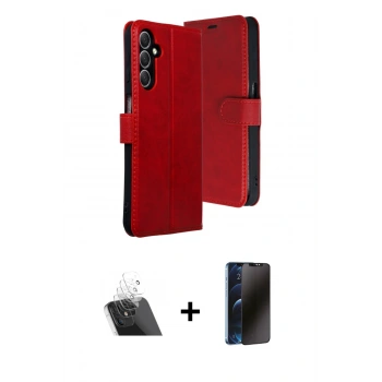 MARSİLYAN™- Galaxy A24 4G Kılıf Siluet Işık Serisi - Siyah 3D Antistatik Hayalet Cam Ekran Koruyucu + Kamera Lens Koruma Cam - SF