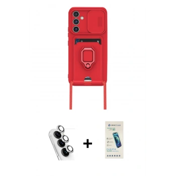 MARSİLYAN™- Galaxy A24 4G Kılıf Vadi Form Prime - Şeffaf Pasifik Cam Ekran Koruyucu + Valdez Metal Kamera Lens - GS