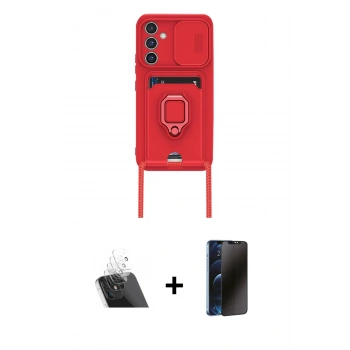 MARSİLYAN™- Galaxy A24 4G Kılıf Vadi Form Prime - Siyah 3D Antistatik Hayalet Cam Ekran Koruyucu + Kamera Lens Koruma Cam - SF