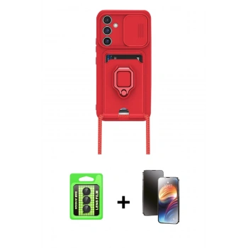 MARSİLYAN™- Galaxy A24 4G Kılıf Vadi Form Prime - Siyah 3D Antistatik Mat Seramik Nano Ekran Koruyucu + Raze Metal Kamera Lens - SH